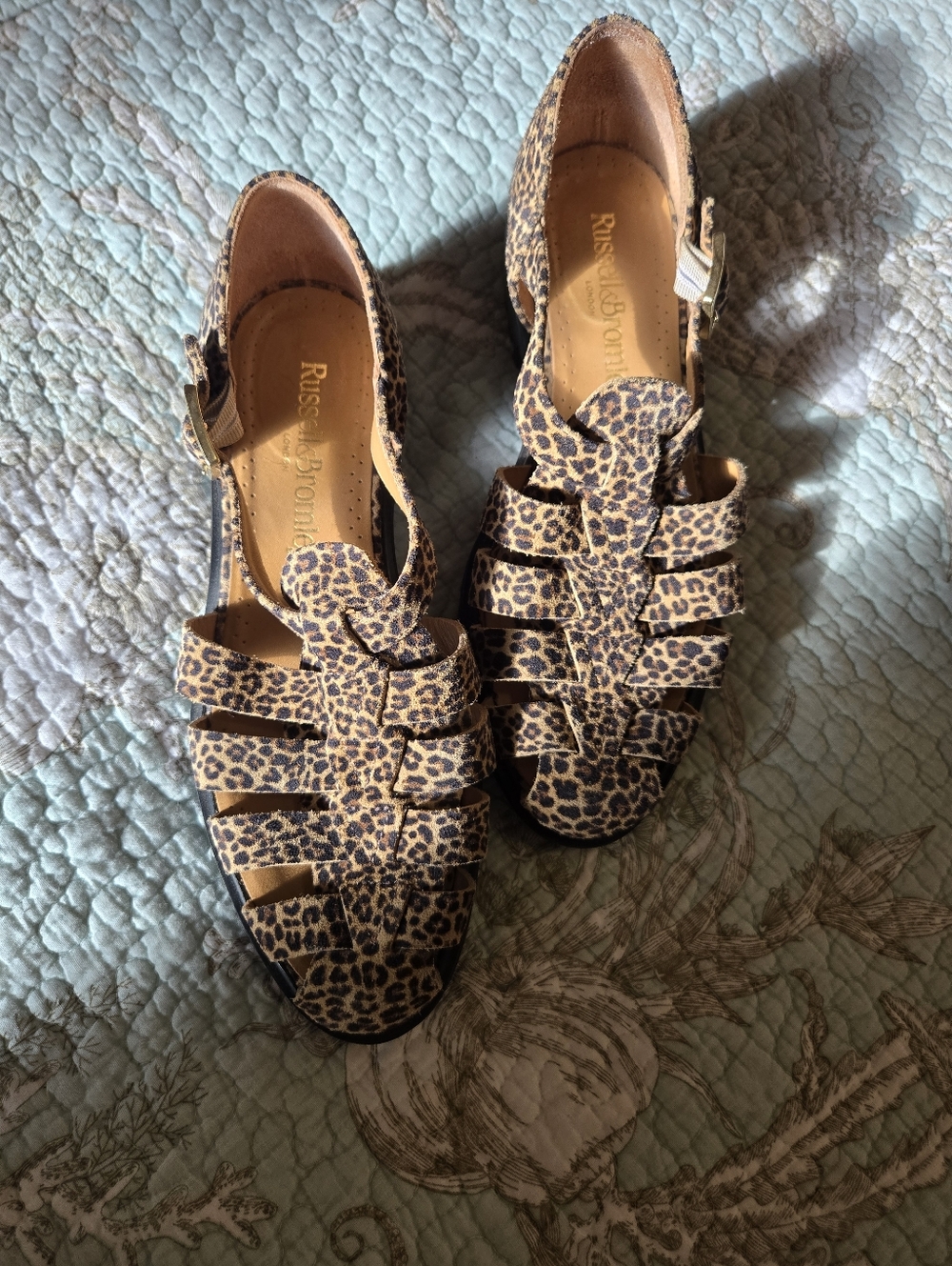 Suede Leopard Print Fisherman Sandals - Women's Brown Animal Print 7.5 - 8